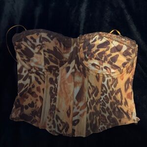 Windsor Animal Print Bustier in Orange and Brown